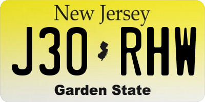 NJ license plate J30RHW
