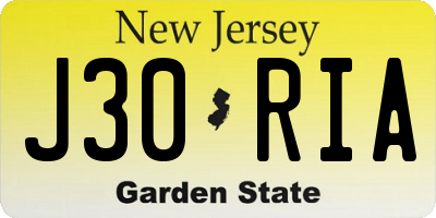 NJ license plate J30RIA