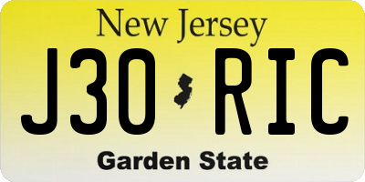 NJ license plate J30RIC