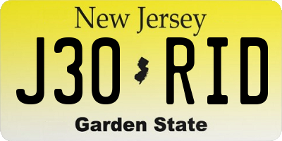 NJ license plate J30RID