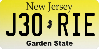 NJ license plate J30RIE