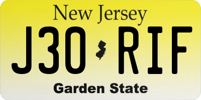 NJ license plate J30RIF