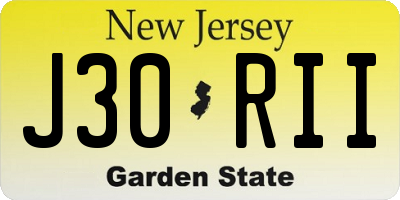 NJ license plate J30RII