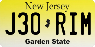NJ license plate J30RIM