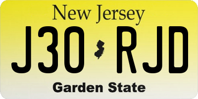 NJ license plate J30RJD