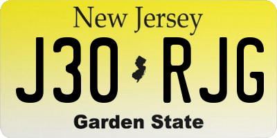 NJ license plate J30RJG