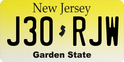 NJ license plate J30RJW