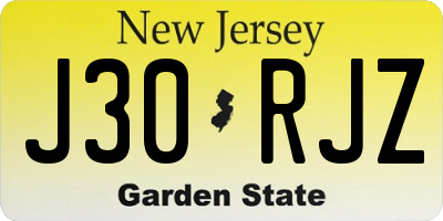 NJ license plate J30RJZ