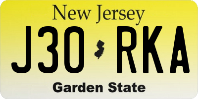 NJ license plate J30RKA