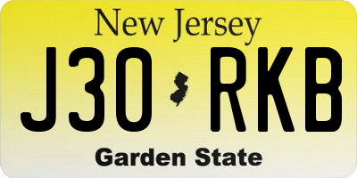 NJ license plate J30RKB