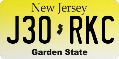 NJ license plate J30RKC