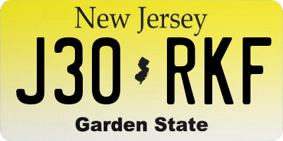 NJ license plate J30RKF