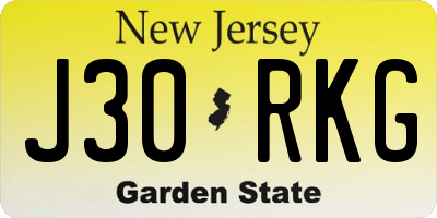 NJ license plate J30RKG
