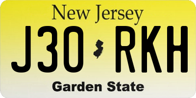 NJ license plate J30RKH