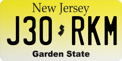 NJ license plate J30RKM