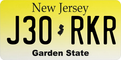NJ license plate J30RKR