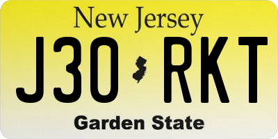 NJ license plate J30RKT
