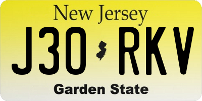 NJ license plate J30RKV