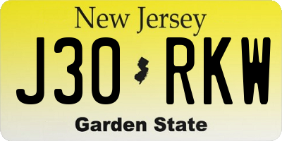 NJ license plate J30RKW