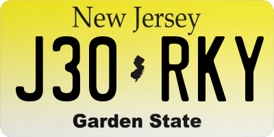 NJ license plate J30RKY