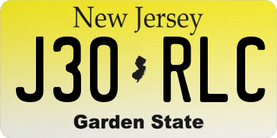NJ license plate J30RLC