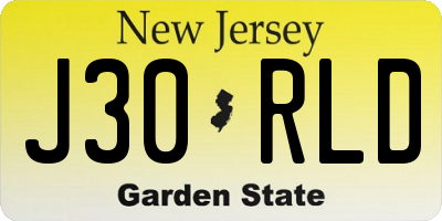 NJ license plate J30RLD