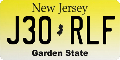 NJ license plate J30RLF