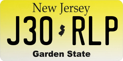 NJ license plate J30RLP