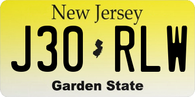 NJ license plate J30RLW
