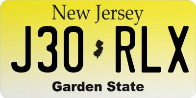 NJ license plate J30RLX