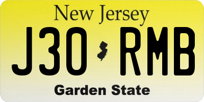 NJ license plate J30RMB
