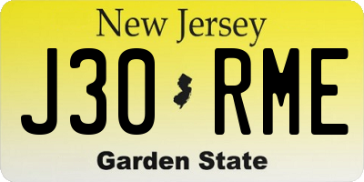NJ license plate J30RME