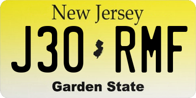 NJ license plate J30RMF