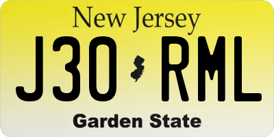 NJ license plate J30RML