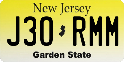 NJ license plate J30RMM