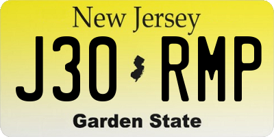 NJ license plate J30RMP