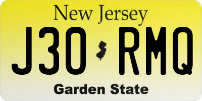 NJ license plate J30RMQ