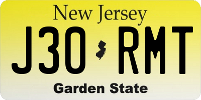 NJ license plate J30RMT