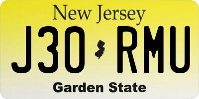 NJ license plate J30RMU
