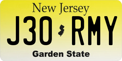 NJ license plate J30RMY