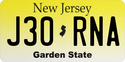 NJ license plate J30RNA