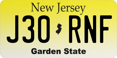 NJ license plate J30RNF