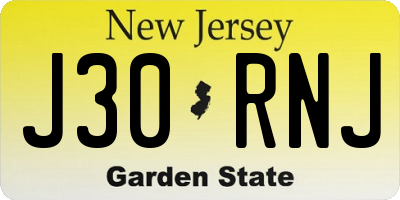 NJ license plate J30RNJ