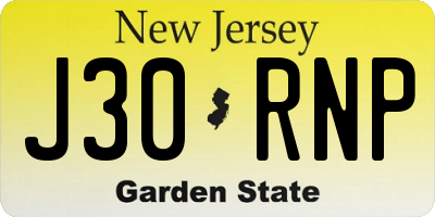 NJ license plate J30RNP