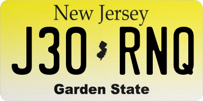 NJ license plate J30RNQ