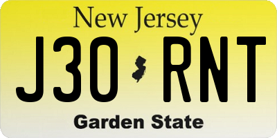 NJ license plate J30RNT