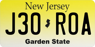 NJ license plate J30ROA