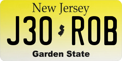 NJ license plate J30ROB