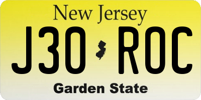 NJ license plate J30ROC
