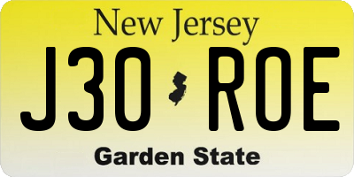 NJ license plate J30ROE